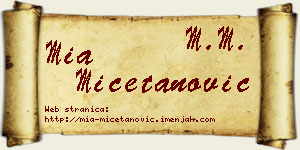 Mia Mičetanović vizit kartica